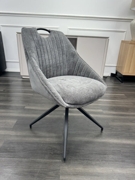 FV Jai Dark Grey Fabric Swivel Dining Chair With Handle (Pre-sale)5