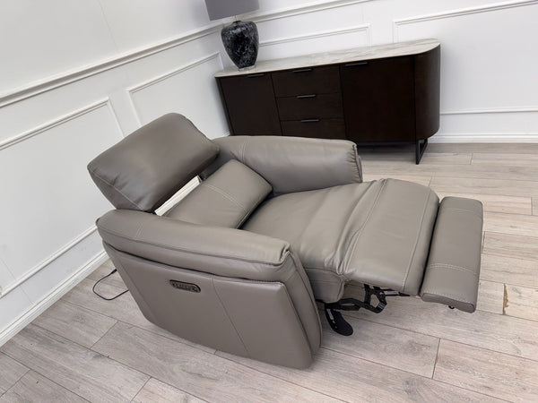 DFS Vixon Power Recliner Armchair Grey Leather + Power Headrest8