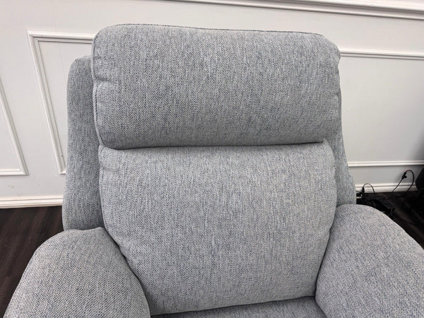 G Plan Kingsbury Power Recliner Armchair Woven Light Blue/ Grey RRP £24254