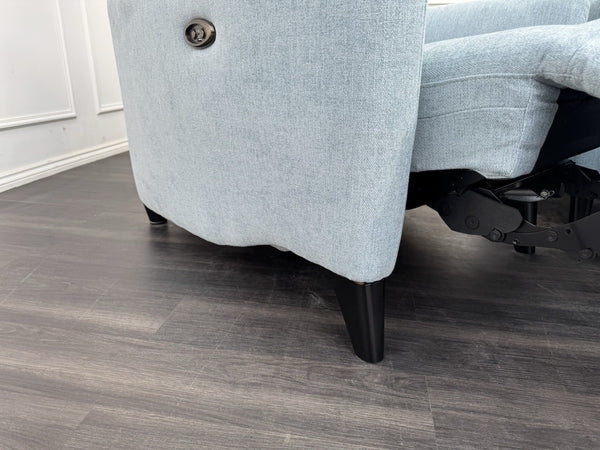 Furniture Village Petit Blue Herringbone Fabric Armchair Power Recliner16