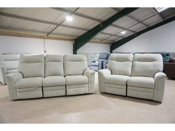 Parker Knoll Hudson natural mix fabric 3 + 2 seater sofa set - Power Recliner1
