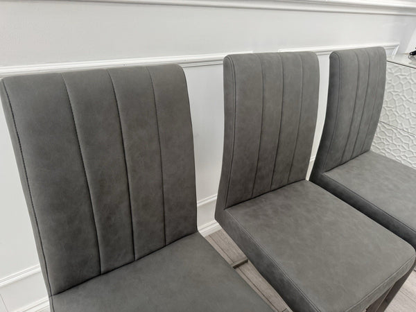 Furniture Village Grigio Set of 6 Grey Suede Dining Chairs7