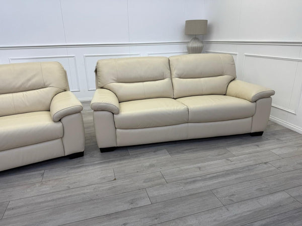 Furniture Village Hetty 3 + 3 Seater Sofa Set in Cream/Off White Leather19