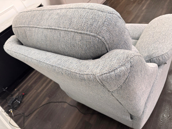 G Plan Kingsbury Power Recliner Armchair Woven Light Blue/ Grey RRP £242521