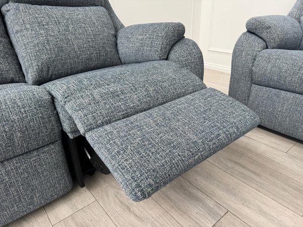 G Plan Kingsbury 2 + 2 Seater Sofa Set Power Recliner Shore Blue6