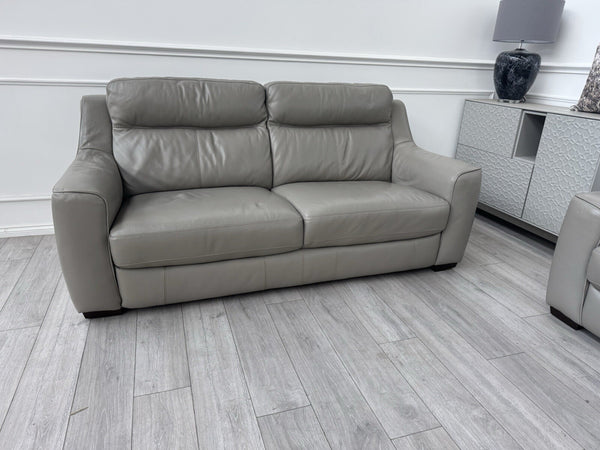 FURNITURE VILLAGE Light Taupe/Grey Genuine Leather Static 3 + 3 Seater Sofa Set7