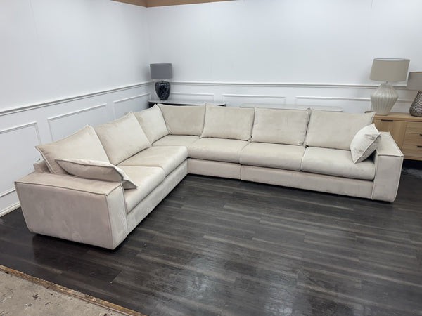 DFS Large Cream Velvet Corner Sofa Left Hand Facing (Fast Delivery)11