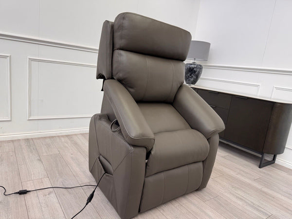 DFS Lift and Rise Electric Power Recliner Armchair Grey Genuine Leather20