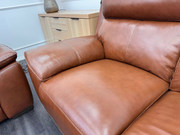 Furniture Village Starlight 3+2 Seater Sofa Set Power Recliner Tan Brown Leather19