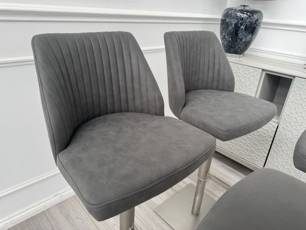 Furniture Village Grigio Set Of 4 Grey Suede Swivel Barstools Chairs5