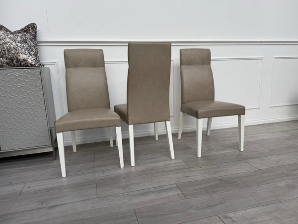 ALF Fascina Set of 6 Faux Leather Dining Chairs Taupe/ Cream RRP £3,44715