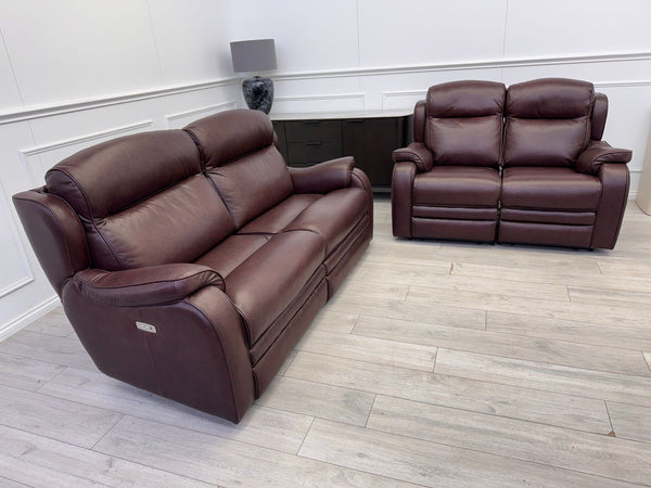 Parker Knoll Boston Burgundy Leather Power Recliner 3+2 Seater Sofa RRP £409913