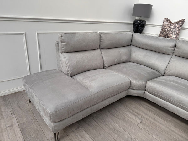 Furniture Village Contempo Grey Microfibre Power Recliner L Shape Corner Sofa3