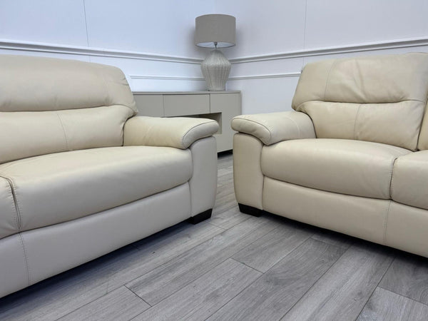 Furniture Village Hetty 3 +2 Seater Sofa Set in Cream/Off White Leather6