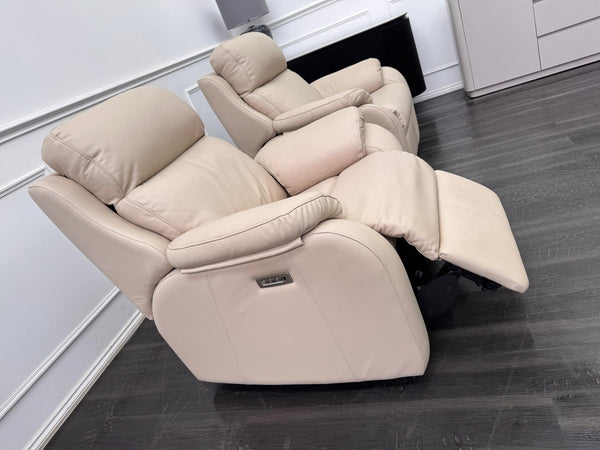 G Plan Kingsbury Beige / Taupe Leather Power Recliner Pair Of Armchairs8