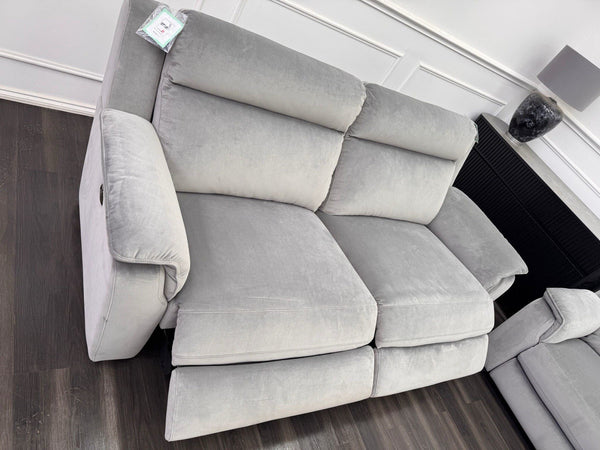 Furniture Village 3+3 Seater Sofa Set Power Recliner Grey Velvet2