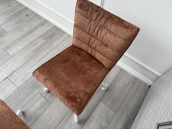 Furniture Village Saturn Rust Burnt Orange Fabric Pair Of 2 Swivel Dining Chairs15