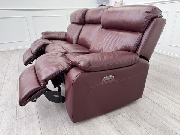 Furniture Village Moreno Power Recliner 3 Seater Sofa Cherry/Burgundy Leather2