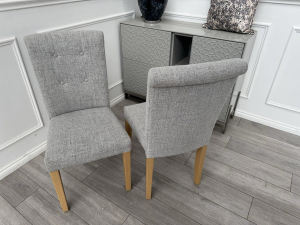 Furniture Village Augusta Grey Fabric Pair Of 2 Roll Back Dining Chairs12