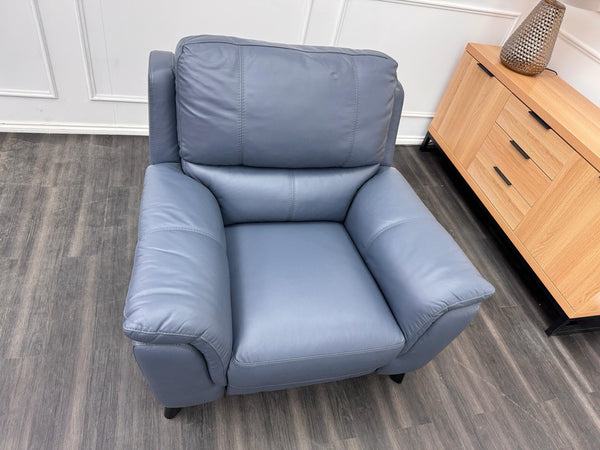 DFS Power Recliner Armchair Navy Blue Leather10