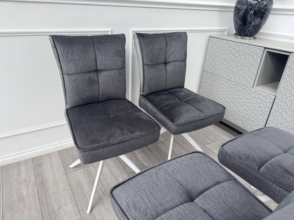 Furniture Village Glacier Set Of 4 Swivel Dining Chairs Dark Grey Fabric8