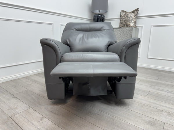 Parker Knoll Hudson 23 Grey Leather Armchair Power Recliner & Headrest & Lumbar1