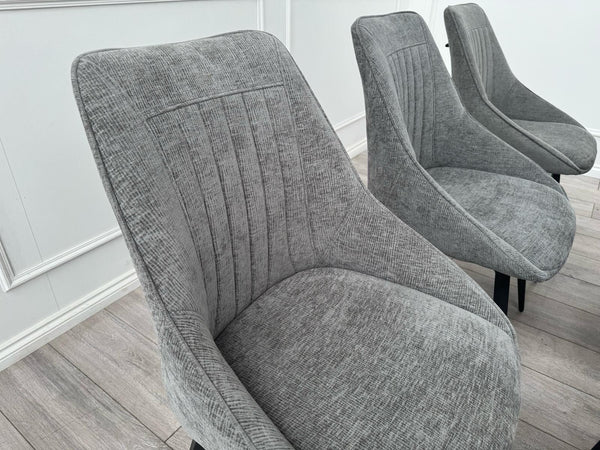 Furniture Village Crete Set Of 6 Swivel Dining Chairs Grey Fabric14