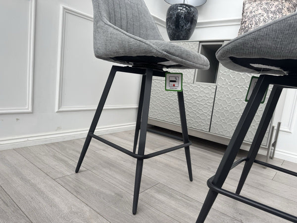 Furniture Village Crete Pair Of 2 Swivel Barstool Chairs Dark Grey Fabric9