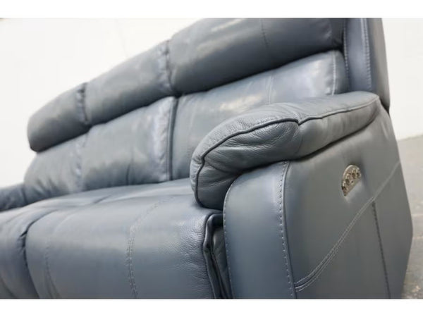Furniture Village Komodo ocean blue leather electric reclining 3 seater sofa2