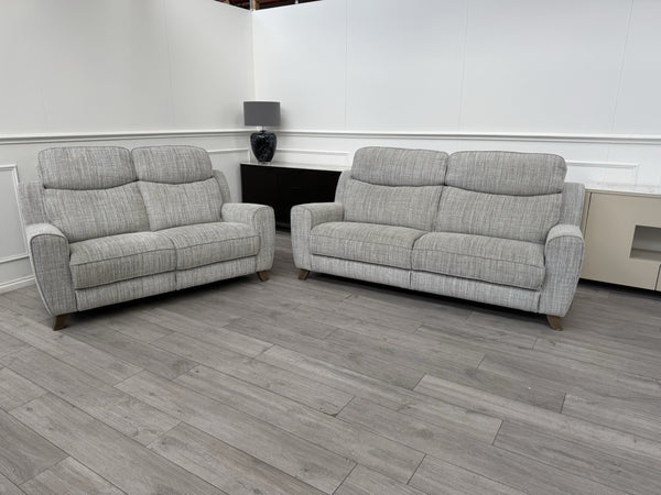 Furniture Village Grey Fabric 3 & 2 Seater Sofa Set0