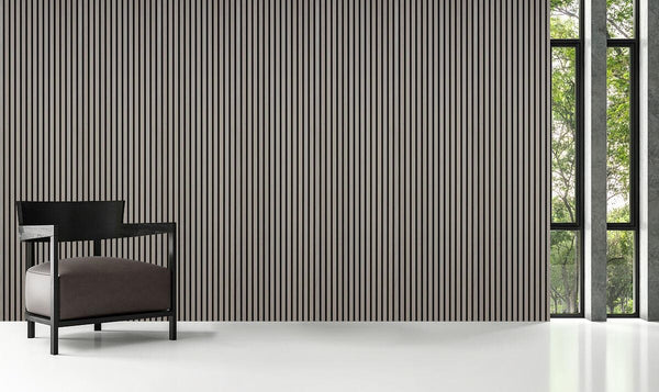 NEW Premium Acoustic Slat Real Wood Wall Panel - Ash Grey / 2.4m x 0.6m (1.44m2)5