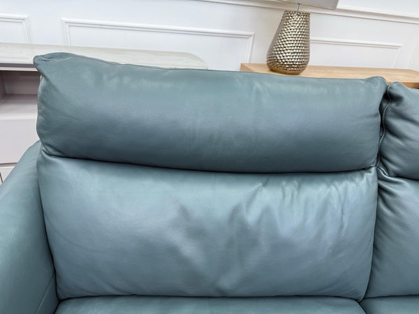 Sofology Renato Power Recliner 2 + 2 Seater Sofa Set Green Leather Media Console16