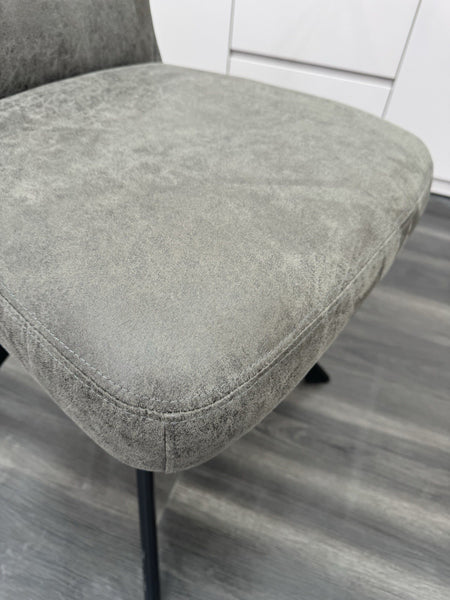 FV Loki Steel Grey Fabric Swivel Dining Chair With Handle (Choose Quantity)7