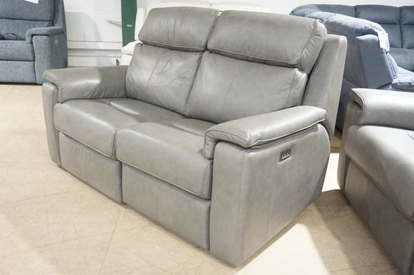 G Plan Ellis texas charcoal leather electric reclining 3 + 2 seater sofa Set4