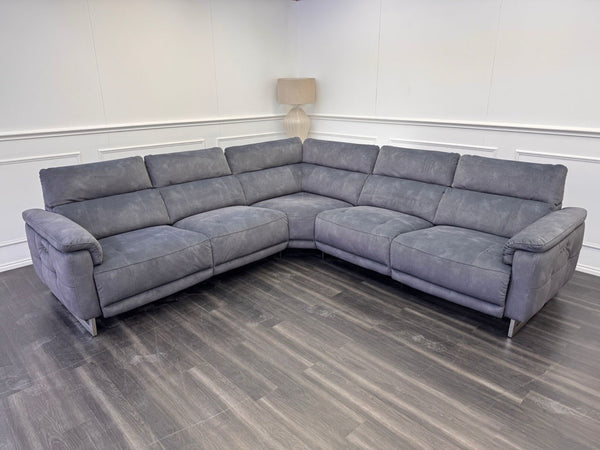 Furniture Village Moet Dark Grey Fabric Power Recliner Corner Sofa Headrests9