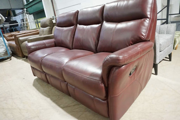 DFS Verona wine leather manual reclining 3 seater sofa3