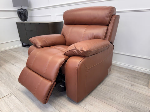 Furniture Village Moreno Brown/Tan Leather Armchair Electric Power Recliner0