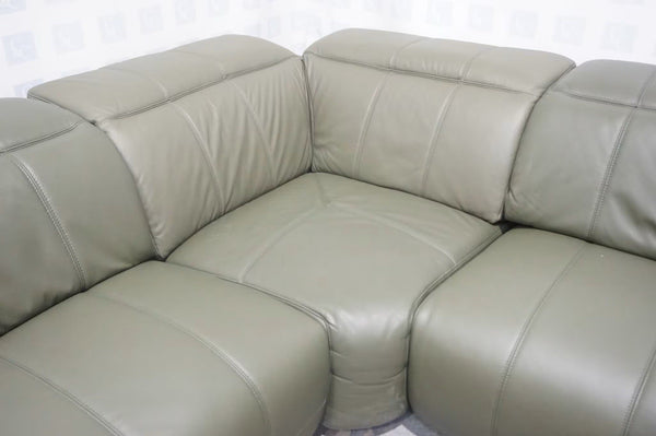 Furniture Village Corner Sofa 1 Seat Power Recliner & Headrests Green Leather4