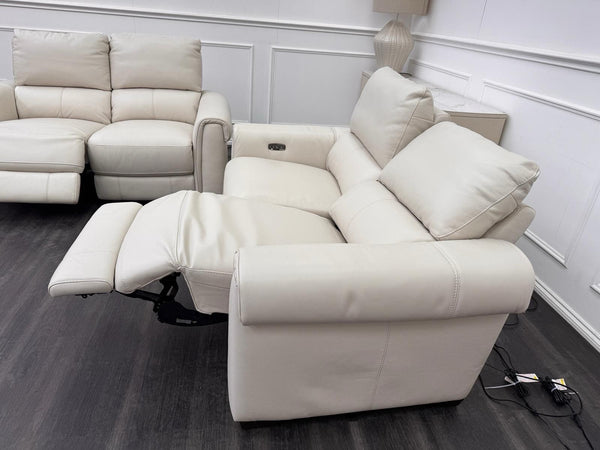 Furniture Village Nixon 2 & 2 Seater Sofa Set Power Recliner Frost Leather4