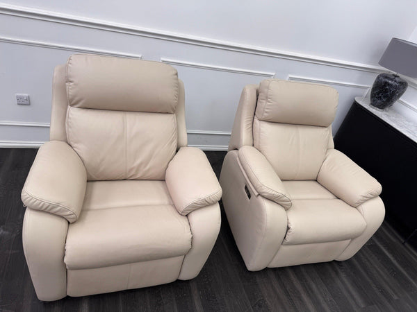 G Plan Kingsbury Beige / Taupe Leather Power Recliner Pair Of Armchairs12