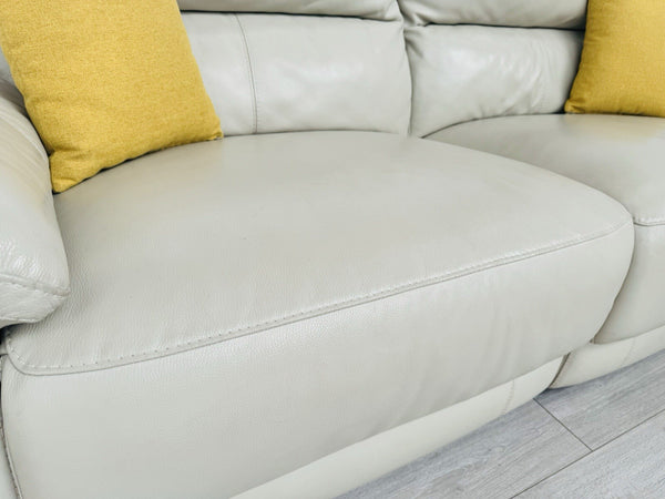 Furniture Village Feather Grey Leather Power Recliner 3 Seater Sofa12