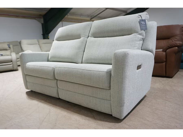 Parker Knoll Chicago light green grey mix fabric power recliner 3 seater sofa 1