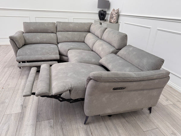 Sofology Missouri Corner Sofa In Silver Grey Fabric Power Recliner + Headrest4