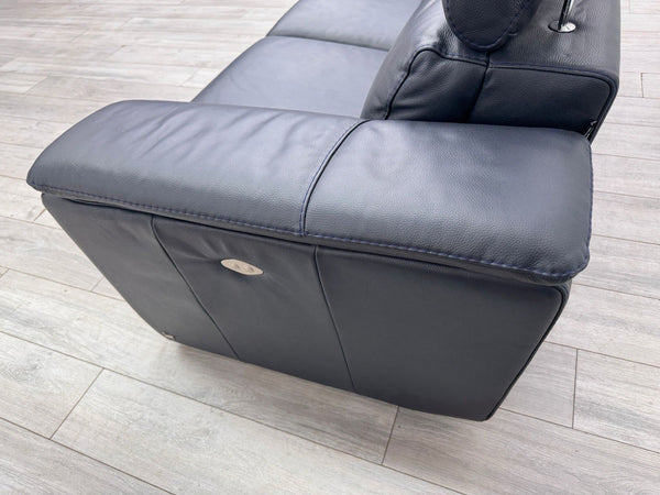 Nicoletti Davide 2 Seater Sofa Power Recliner Adjustable Headrests Navy Leather5