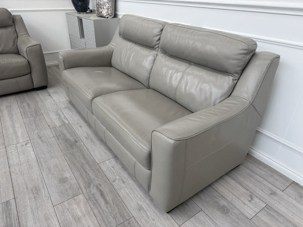 FURNITURE VILLAGE Light Taupe/Grey Genuine Leather Static 3 + 3 Seater Sofa Set13