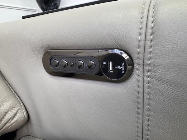 Furniture Village New York Power Recliner 3 Seater Sofa Pale Grey Leather9