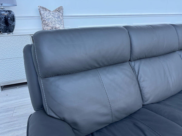 Furniture Village Charcoal Grey Static 3 + Power Recliner 2 Seater Sofa Set4