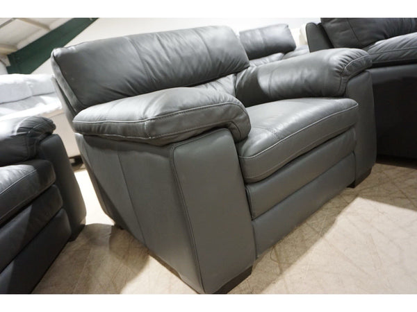 FV Cozee charcoal grey leather fixed back 2.5+1+1 seater sofas Set2