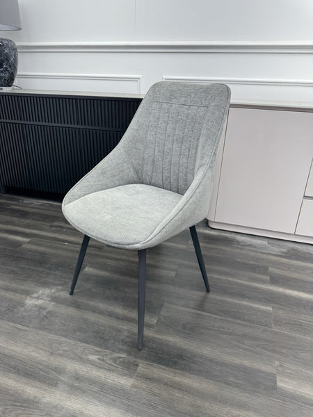 FV Crete Silver Grey Fabric Swivel Dining Chair With Handle set of 6 (Delivery)0