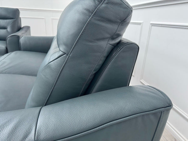 LAZYBOY MONZA STATIC 2 + 3 SEATER POWER RECLINER SOFA SET IN PETROL LEATHER22